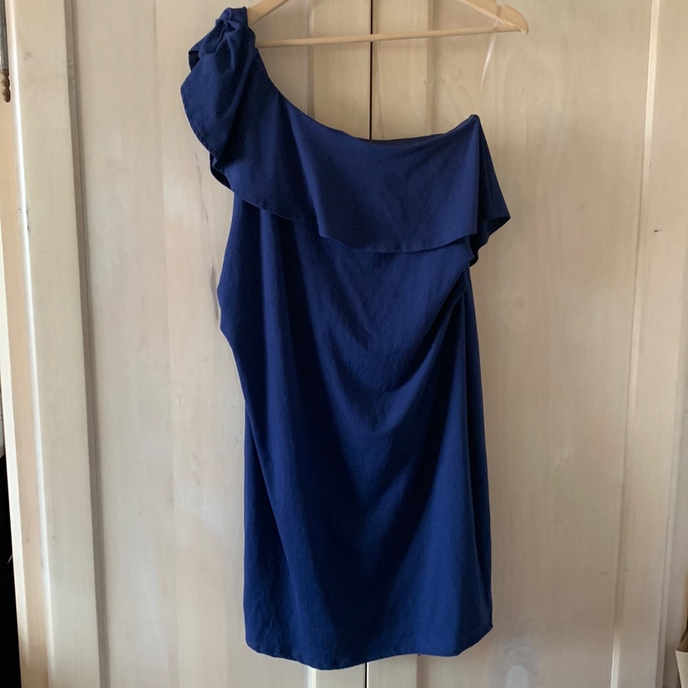 Navy blue Pink Blush one shoulder maternity dress, size medium